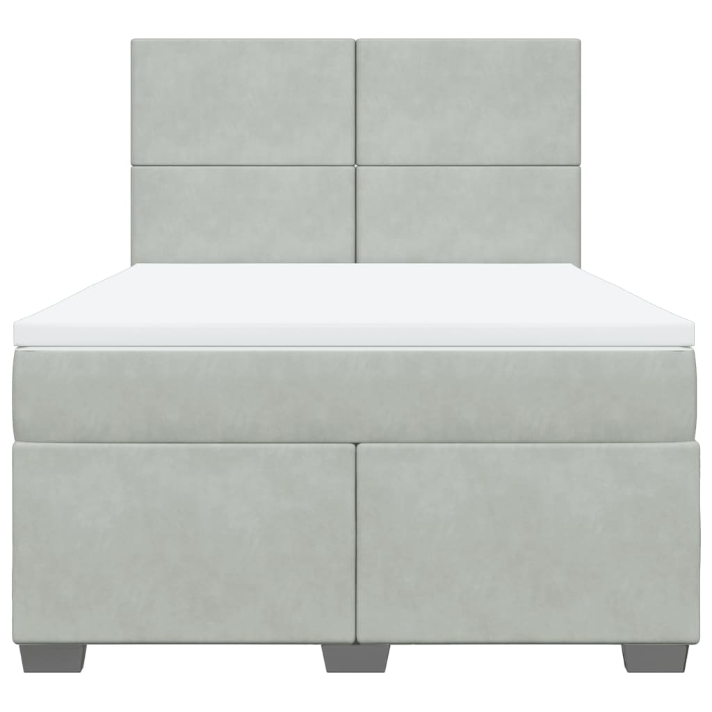 Giroletto a Molle con Materasso Grigio Chiaro 160x200cm Velluto - homemem39