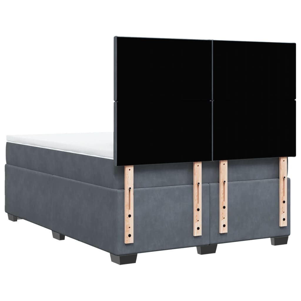 Giroletto a Molle con Materasso Grigio Scuro 160x200 cm Velluto