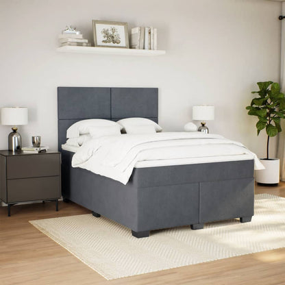 Giroletto a Molle con Materasso Grigio Scuro 160x200 cm Velluto