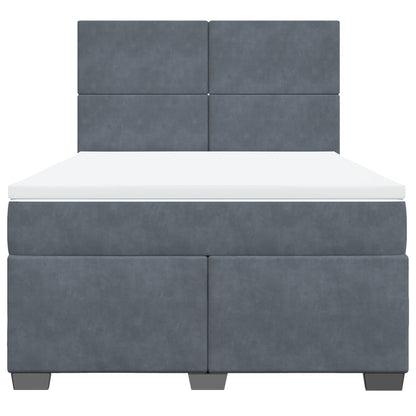 Giroletto a Molle con Materasso Grigio Scuro 160x200 cm Velluto