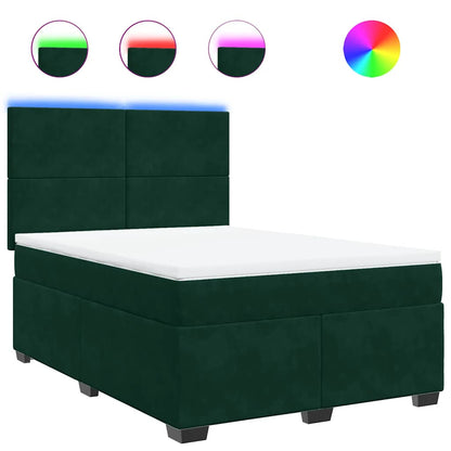 Giroletto a Molle con Materasso Verde Scuro 160x200 cm Velluto