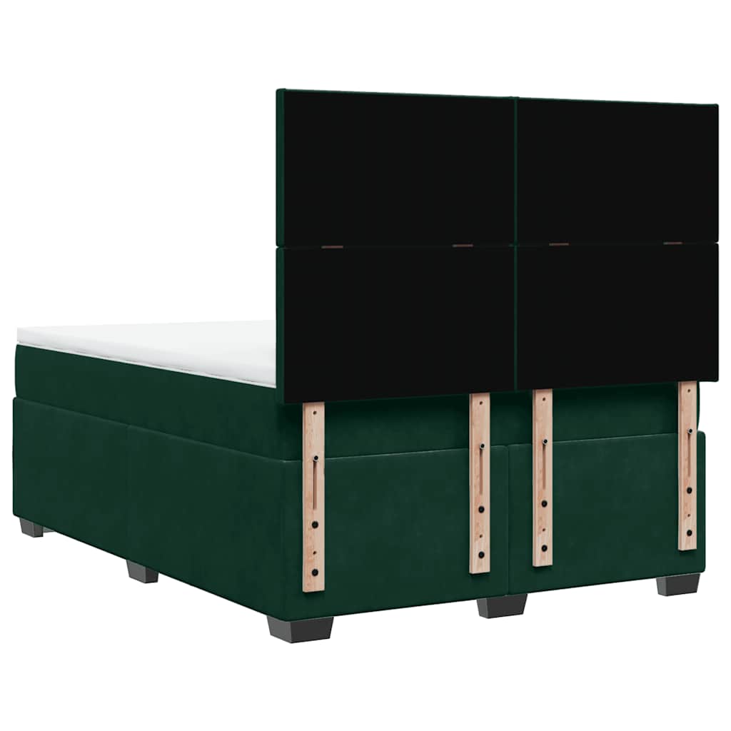 Giroletto a Molle con Materasso Verde Scuro 160x200 cm Velluto