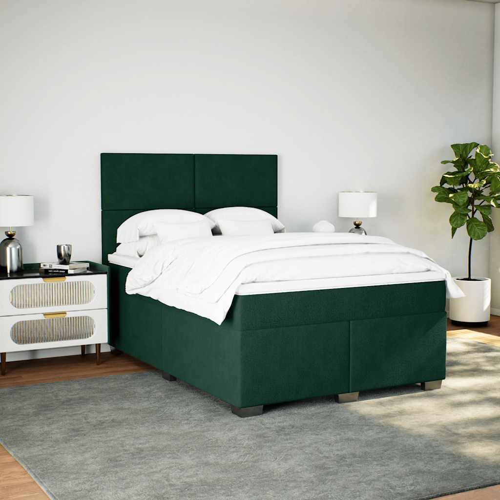 Giroletto a Molle con Materasso Verde Scuro 160x200 cm Velluto