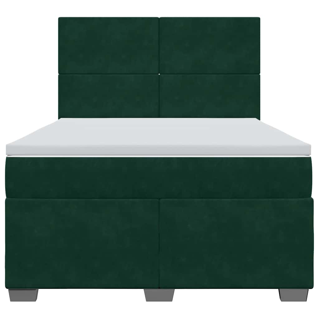 Giroletto a Molle con Materasso Verde Scuro 160x200 cm Velluto