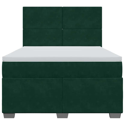 Giroletto a Molle con Materasso Verde Scuro 160x200 cm Velluto