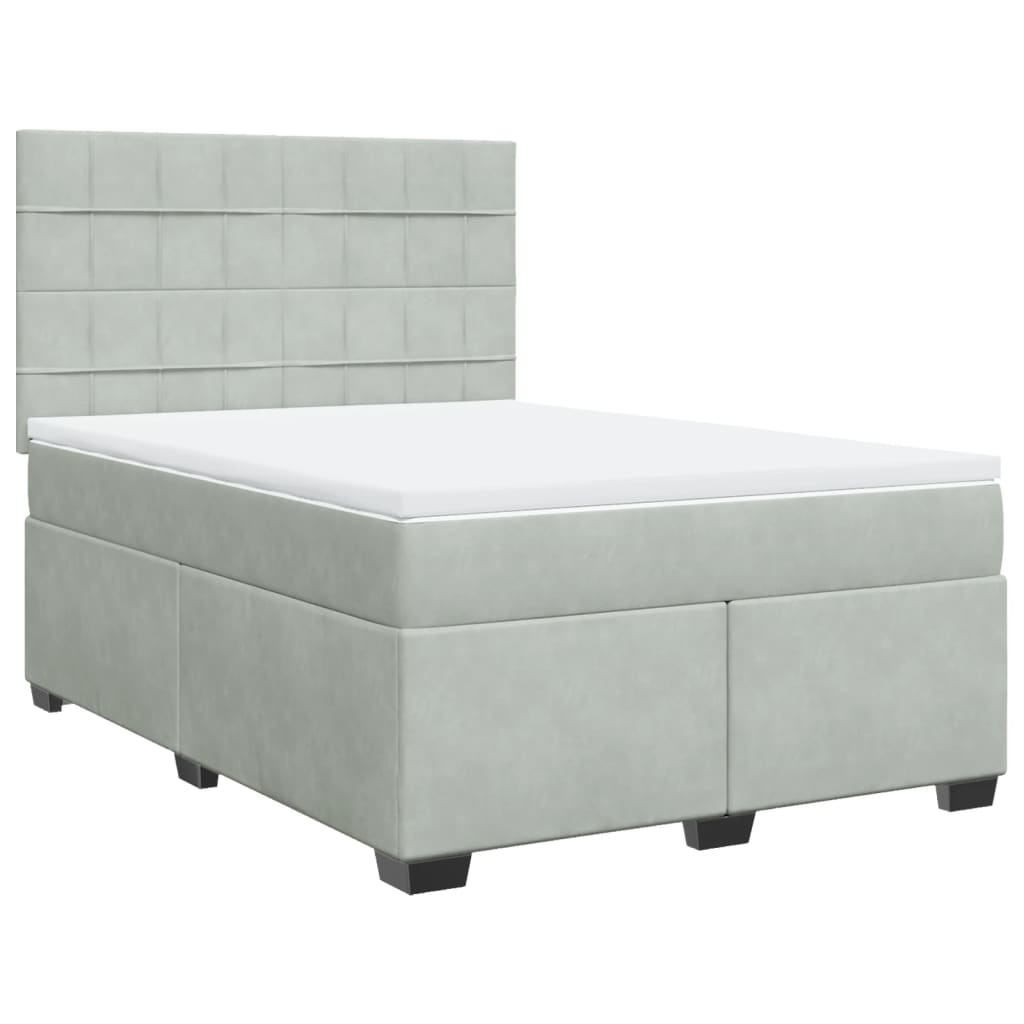 Giroletto a Molle con Materasso Grigio Chiaro 160x200cm Velluto
