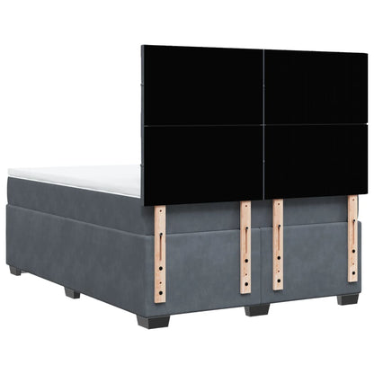 Giroletto a Molle con Materasso Grigio Scuro 160x200 cm Velluto