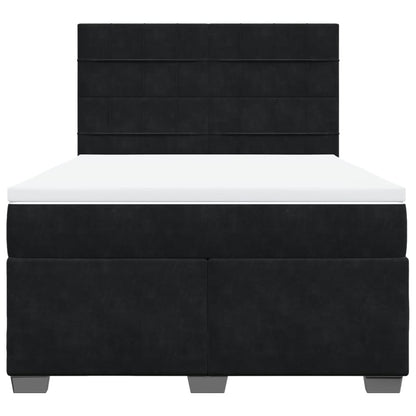 Giroletto a Molle con Materasso Nero 160x200 cm in Velluto