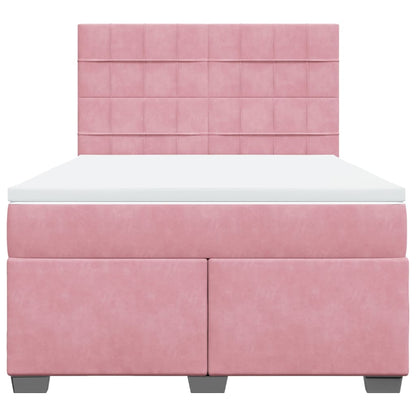 Giroletto a Molle con Materasso Rosa 160x200 cm in Velluto