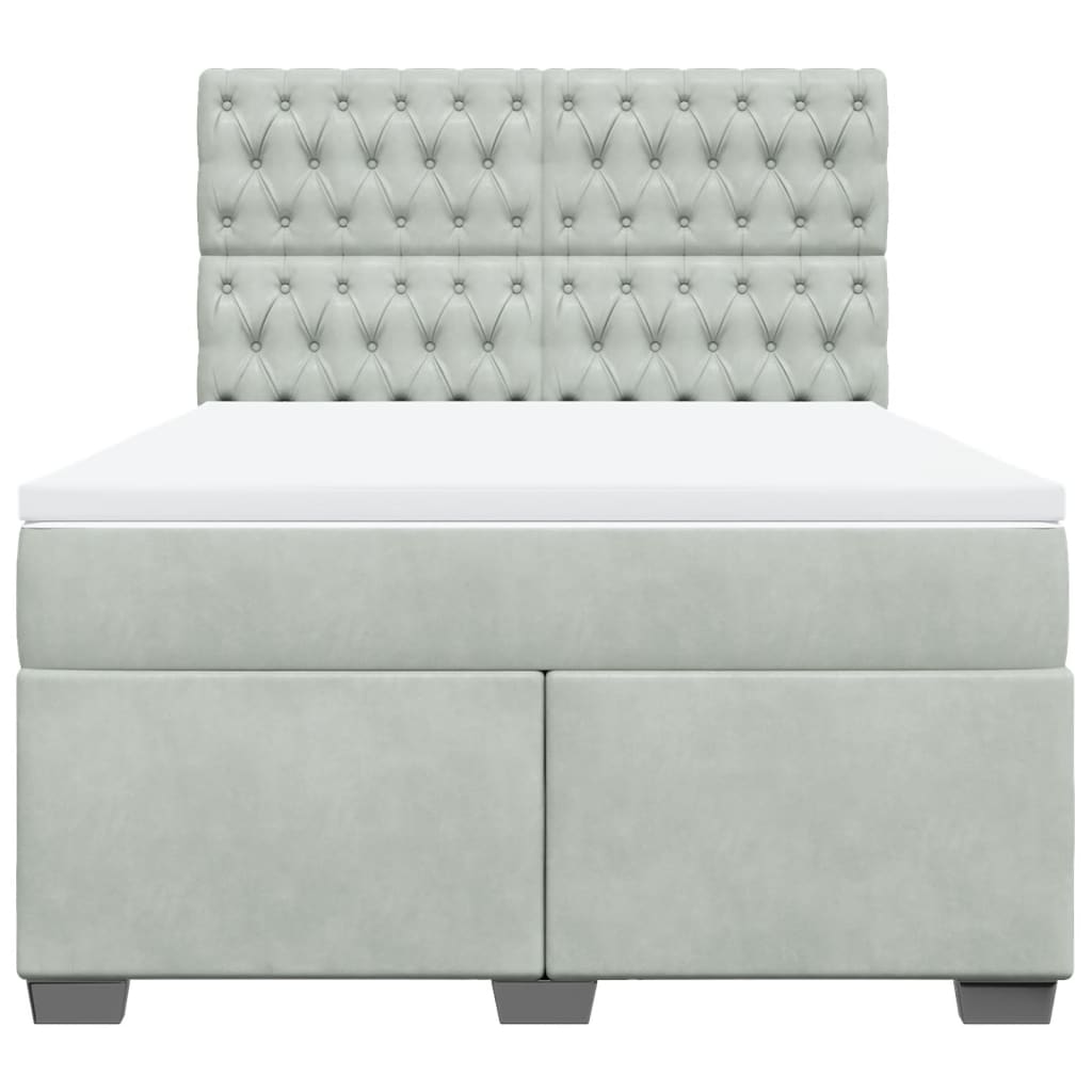 Giroletto a Molle con Materasso Grigio Chiaro 160x200cm Velluto - homemem39