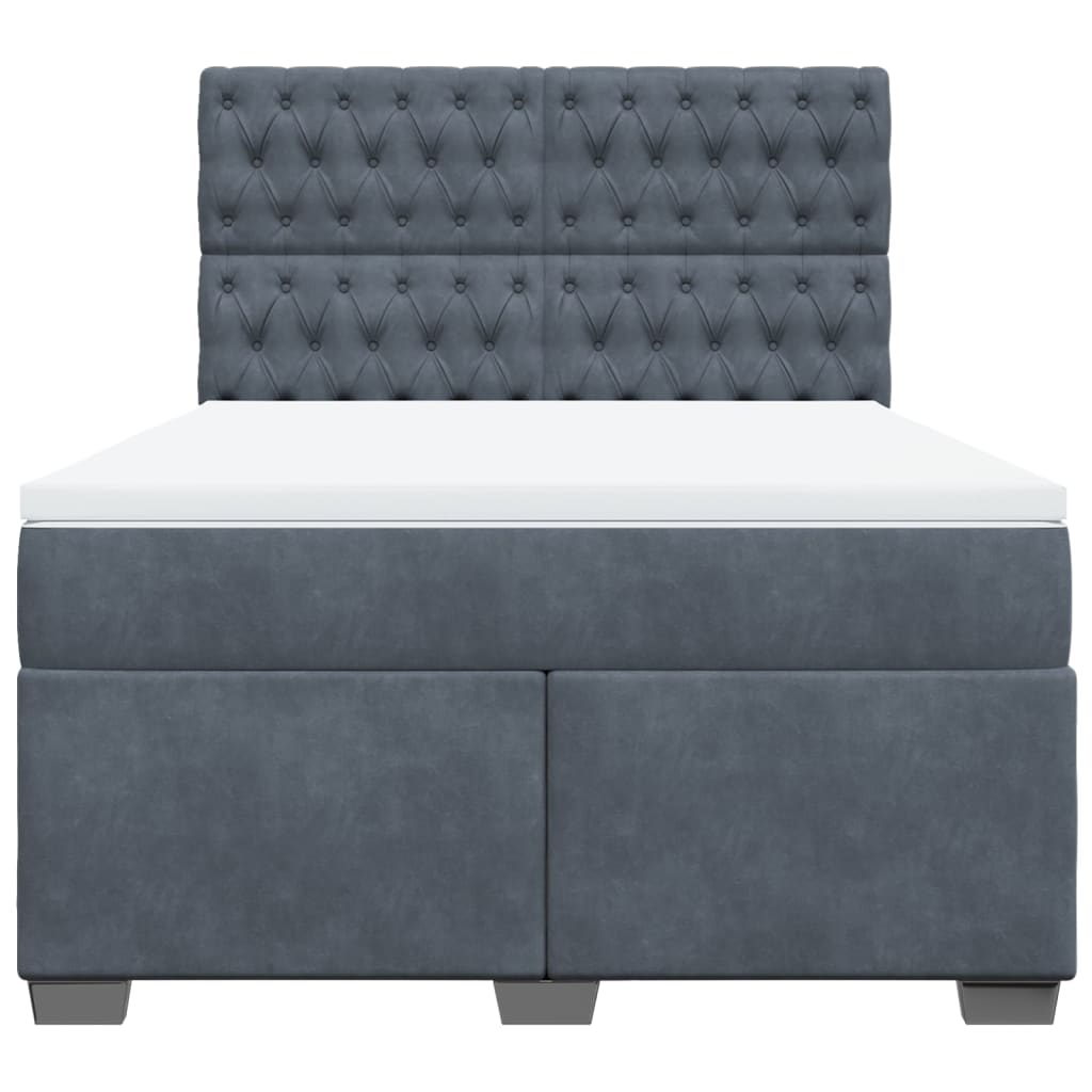 Giroletto a Molle con Materasso Grigio Scuro 160x200 cm Velluto