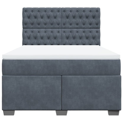 Giroletto a Molle con Materasso Grigio Scuro 160x200 cm Velluto