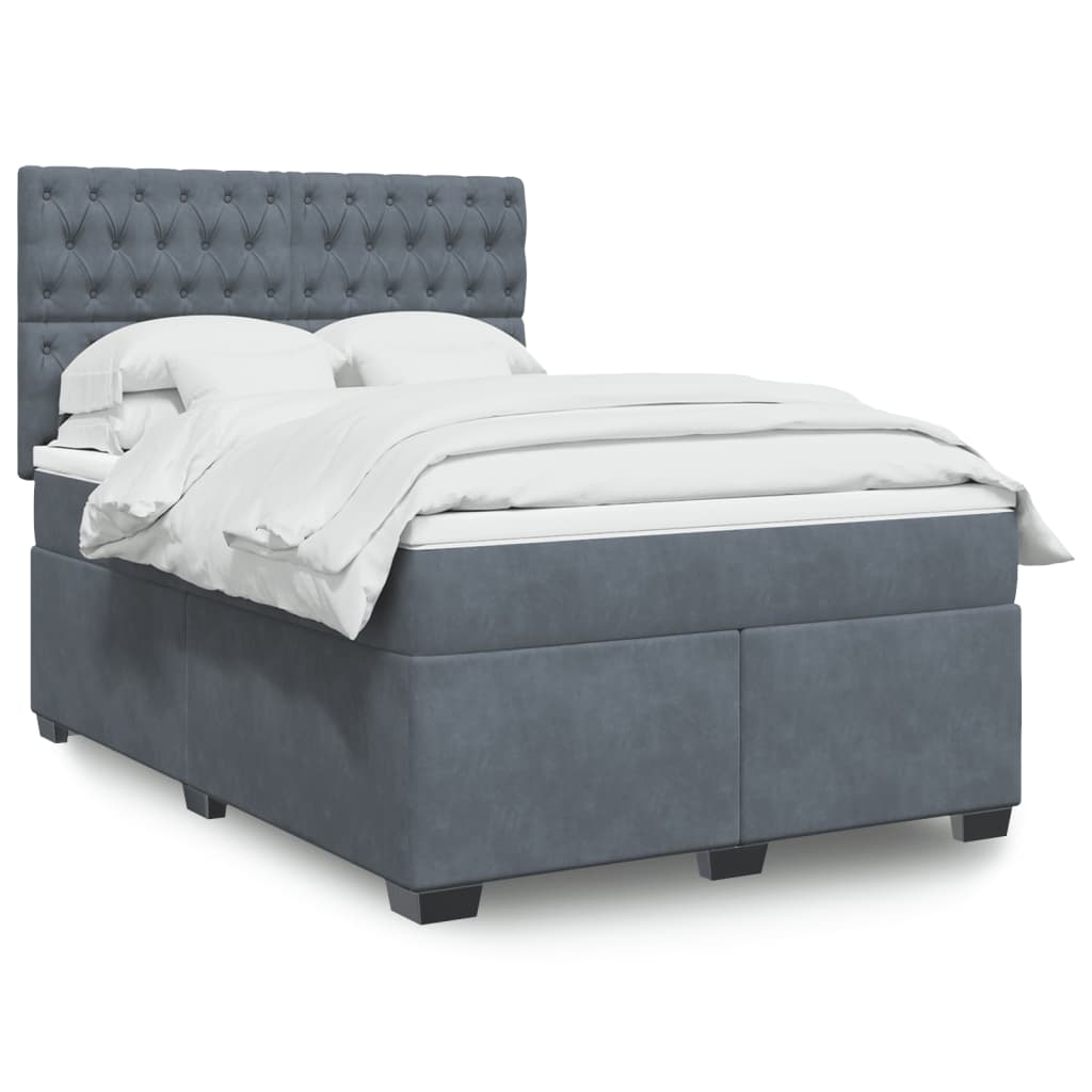 Giroletto a Molle con Materasso Grigio Scuro 160x200 cm Velluto
