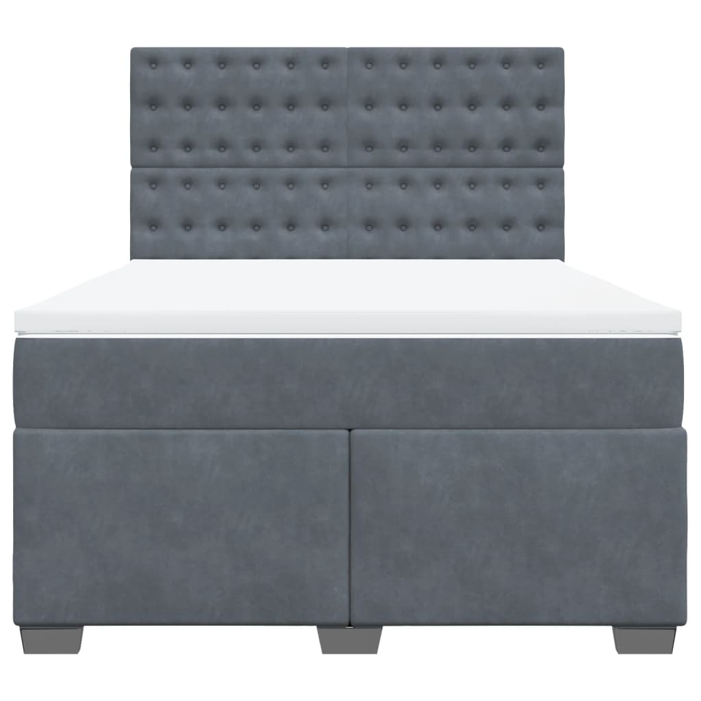 Giroletto a Molle con Materasso Grigio Scuro 160x200 cm Velluto