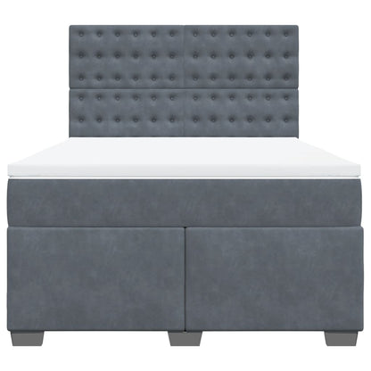 Giroletto a Molle con Materasso Grigio Scuro 160x200 cm Velluto