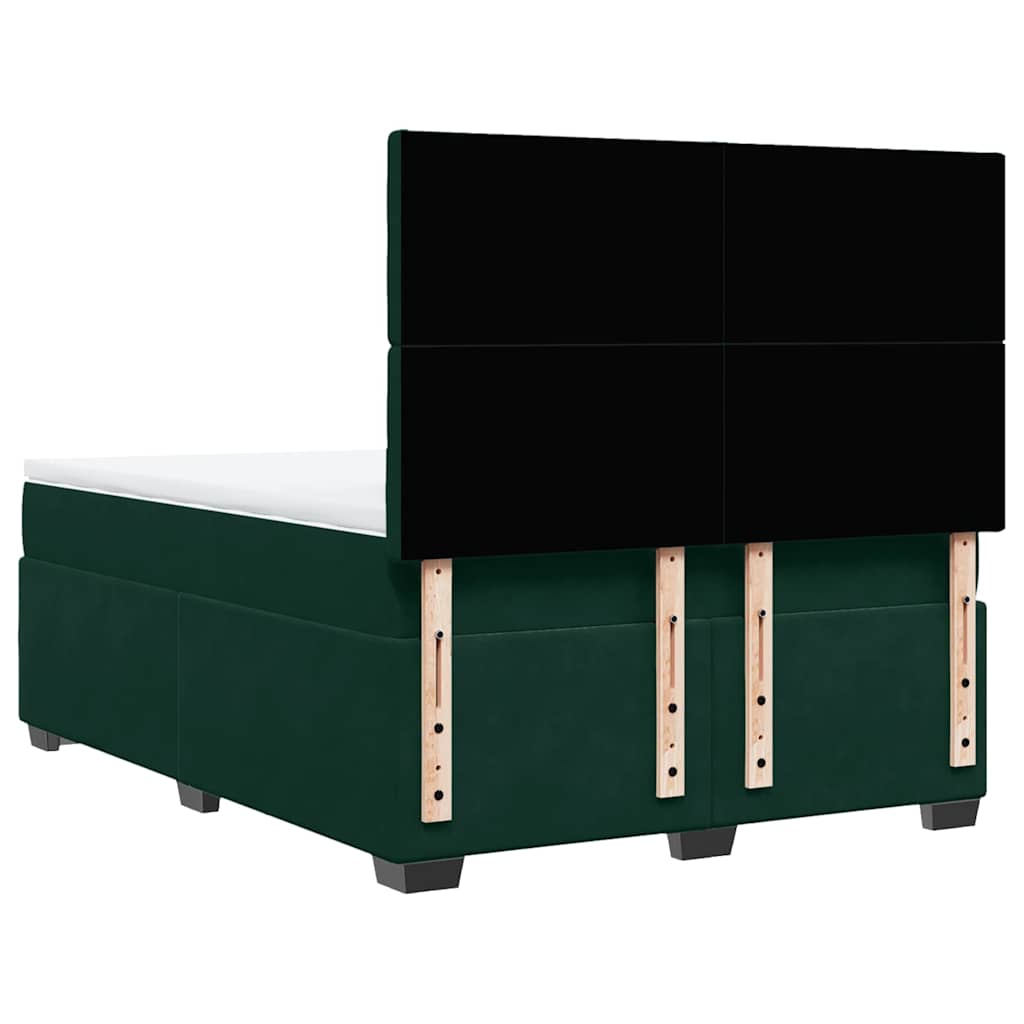 Giroletto a Molle con Materasso Verde Scuro 160x200 cm Velluto