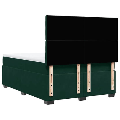 Giroletto a Molle con Materasso Verde Scuro 160x200 cm Velluto