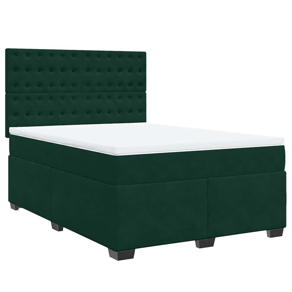 Giroletto a Molle con Materasso Verde Scuro 160x200 cm Velluto