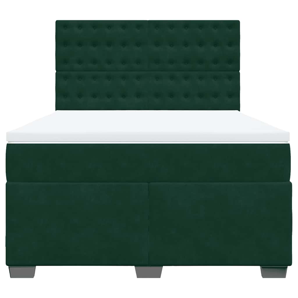 Giroletto a Molle con Materasso Verde Scuro 160x200 cm Velluto