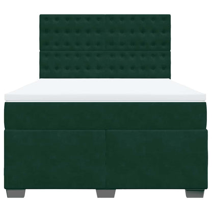 Giroletto a Molle con Materasso Verde Scuro 160x200 cm Velluto