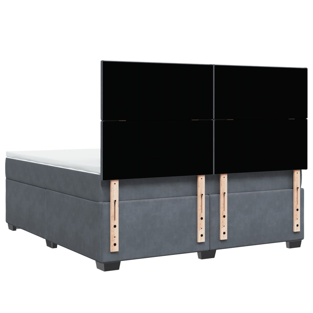 Giroletto a Molle con Materasso Grigio Scuro 180x200 cm Velluto