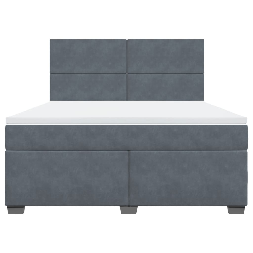 Giroletto a Molle con Materasso Grigio Scuro 180x200 cm Velluto