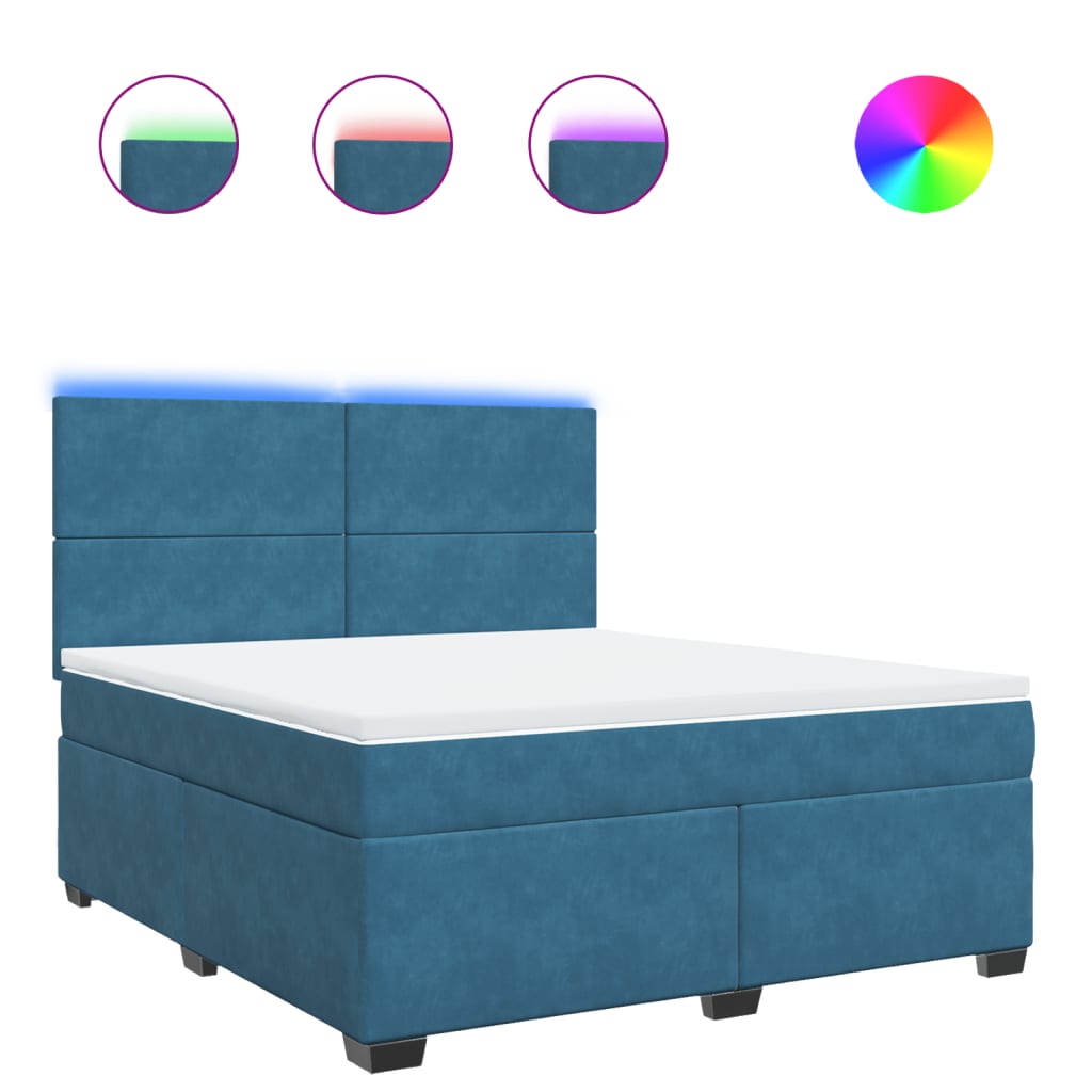 Giroletto a Molle con Materasso Blu 180x200 cm in Velluto - homemem39