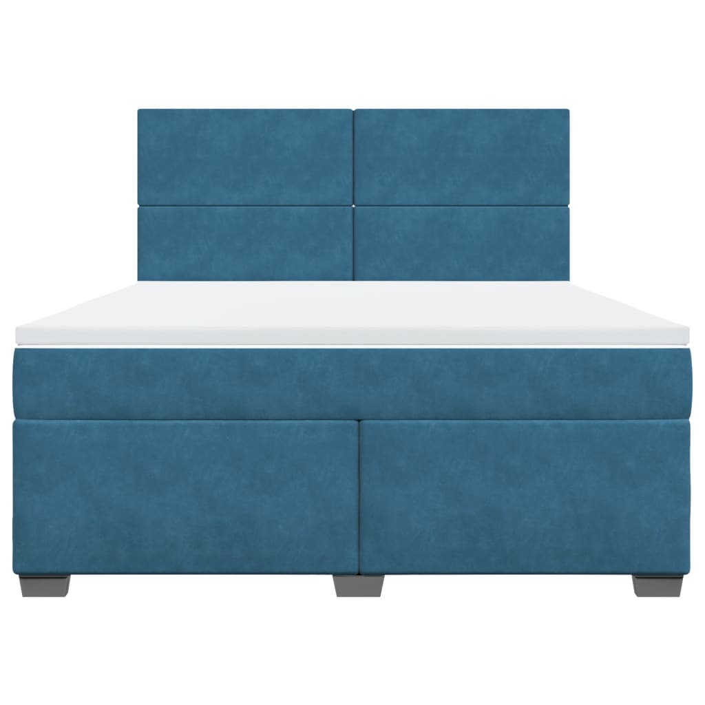 Giroletto a Molle con Materasso Blu 180x200 cm in Velluto - homemem39