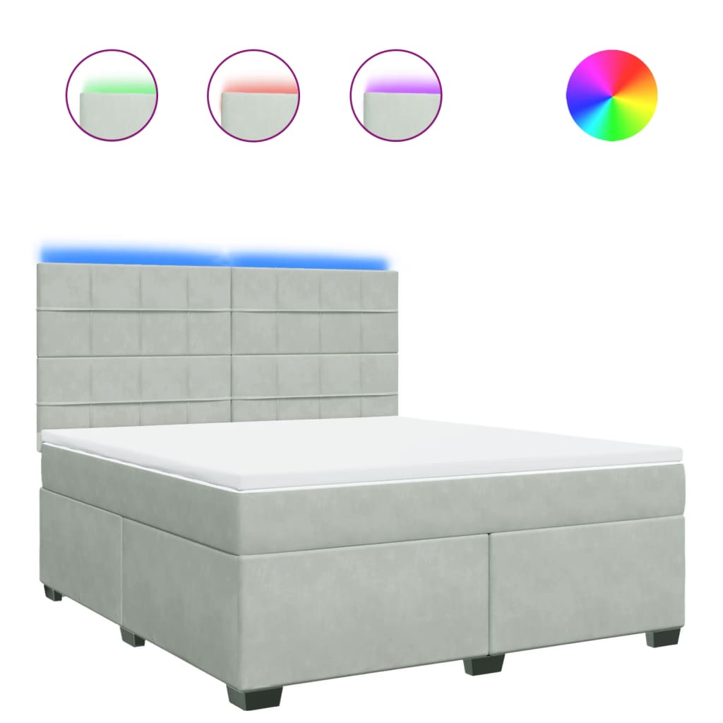 Giroletto a Molle con Materasso Grigio Chiaro 180x200cm Velluto - homemem39