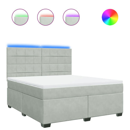 Giroletto a Molle con Materasso Grigio Chiaro 180x200cm Velluto - homemem39