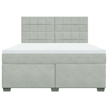 Giroletto a Molle con Materasso Grigio Chiaro 180x200cm Velluto