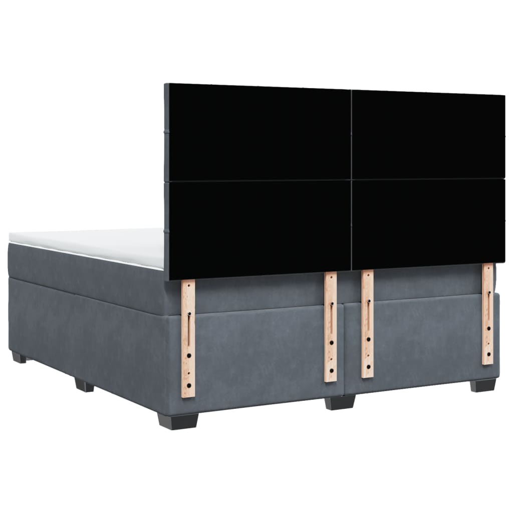 Giroletto a Molle con Materasso Grigio Scuro 180x200 cm Velluto