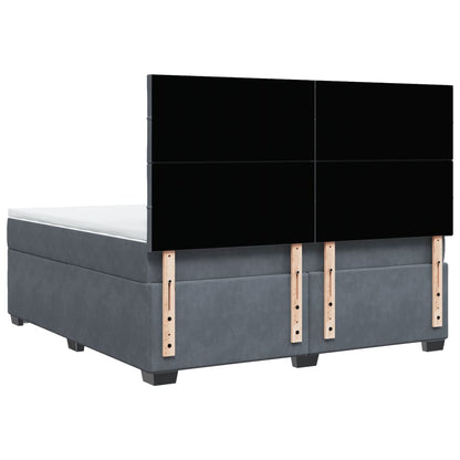 Giroletto a Molle con Materasso Grigio Scuro 180x200 cm Velluto