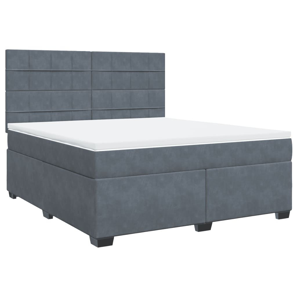 Giroletto a Molle con Materasso Grigio Scuro 180x200 cm Velluto