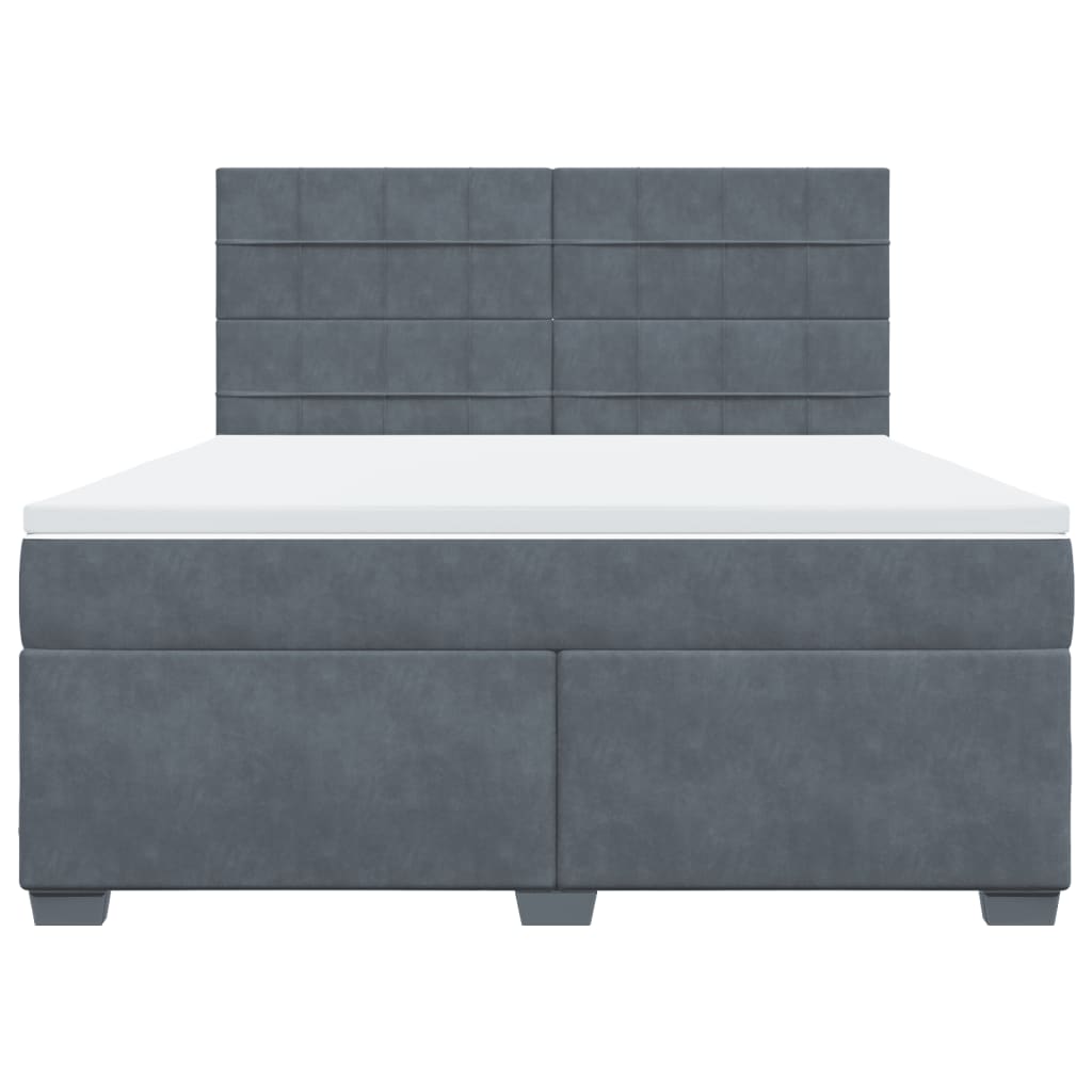 Giroletto a Molle con Materasso Grigio Scuro 180x200 cm Velluto