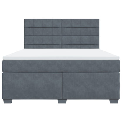 Giroletto a Molle con Materasso Grigio Scuro 180x200 cm Velluto