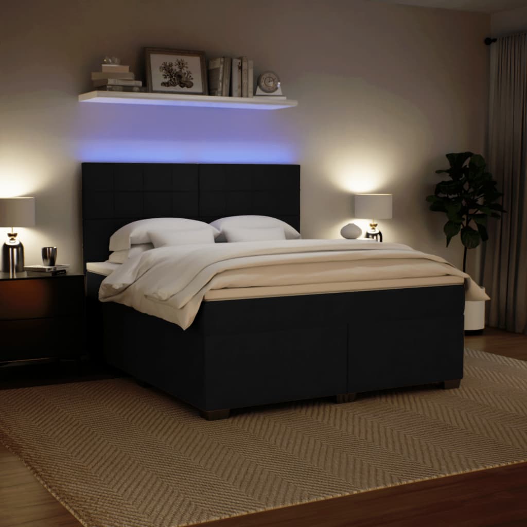 Giroletto a Molle con Materasso Nero 180x200 cm in Velluto - homemem39