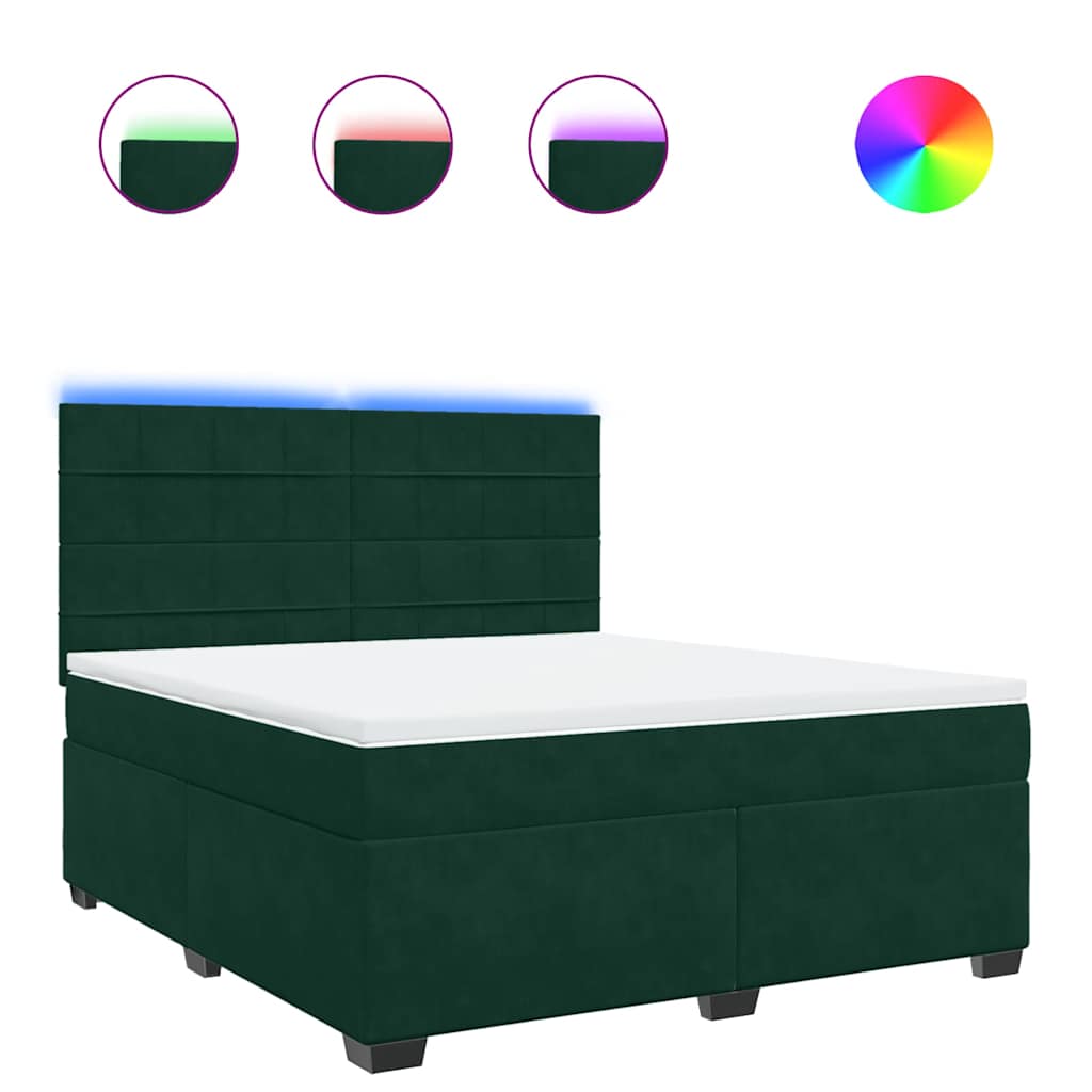 Giroletto a Molle con Materasso Verde Scuro 180x200 cm Velluto | homemem39