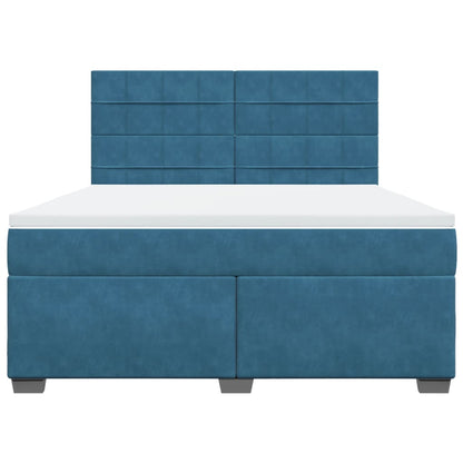 Giroletto a Molle con Materasso Blu 180x200 cm in Velluto - homemem39