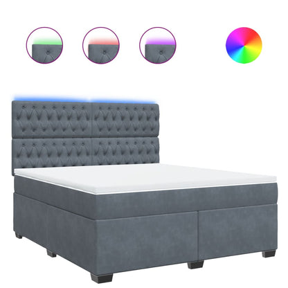 Giroletto a Molle con Materasso Grigio Scuro 180x200 cm Velluto