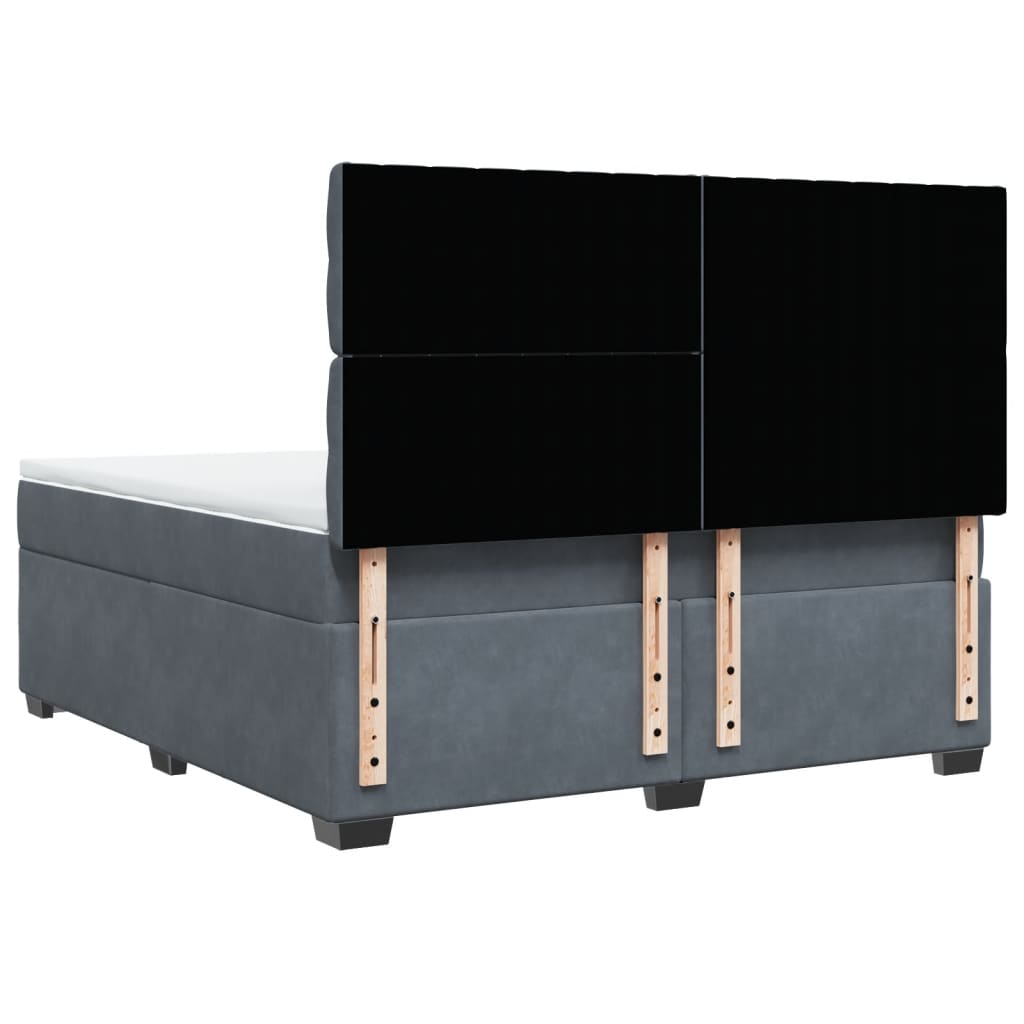 Giroletto a Molle con Materasso Grigio Scuro 180x200 cm Velluto