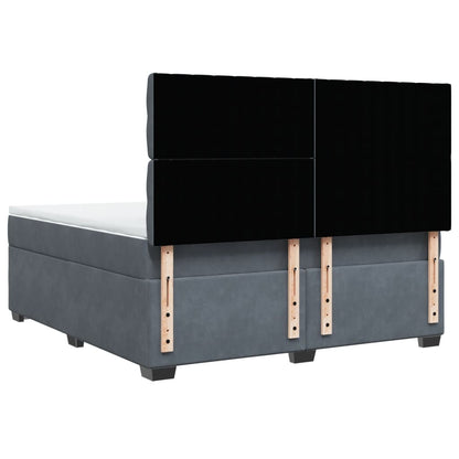 Giroletto a Molle con Materasso Grigio Scuro 180x200 cm Velluto