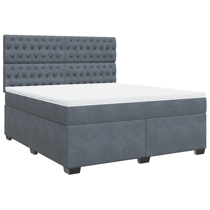 Giroletto a Molle con Materasso Grigio Scuro 180x200 cm Velluto