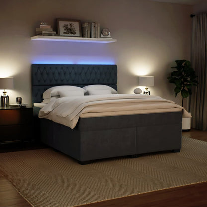 Giroletto a Molle con Materasso Grigio Scuro 180x200 cm Velluto