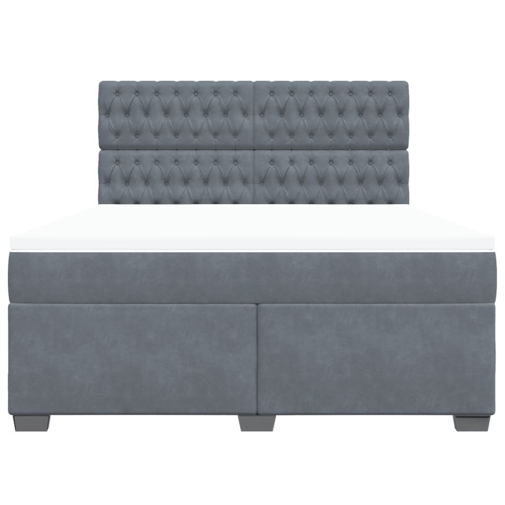 Giroletto a Molle con Materasso Grigio Scuro 180x200 cm Velluto