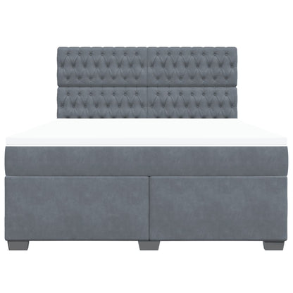 Giroletto a Molle con Materasso Grigio Scuro 180x200 cm Velluto