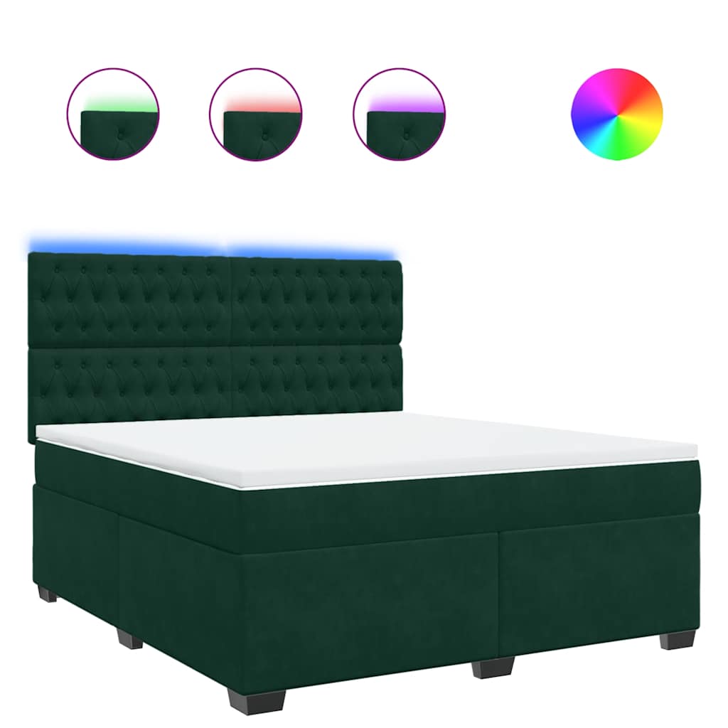 Giroletto a Molle con Materasso Verde Scuro 180x200 cm Velluto | homemem39