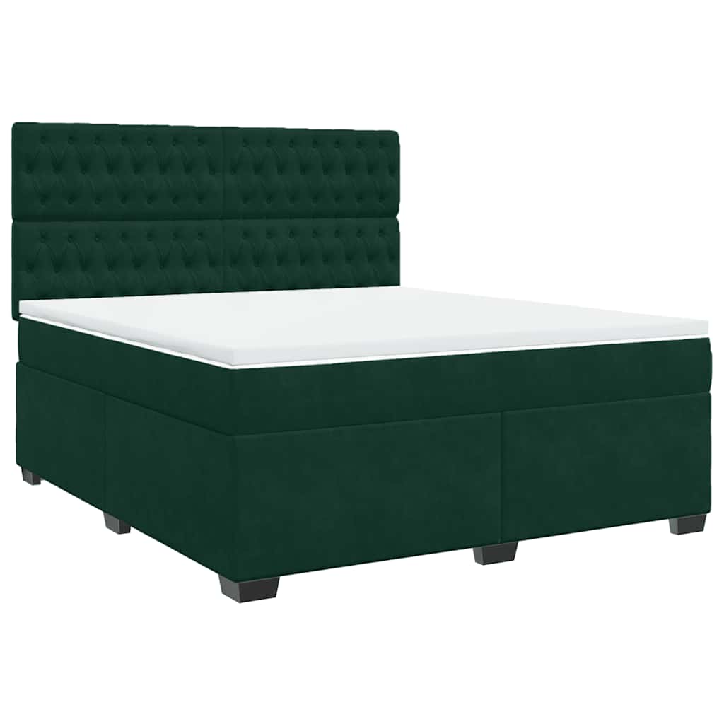 Giroletto a Molle con Materasso Verde Scuro 180x200 cm Velluto | homemem39