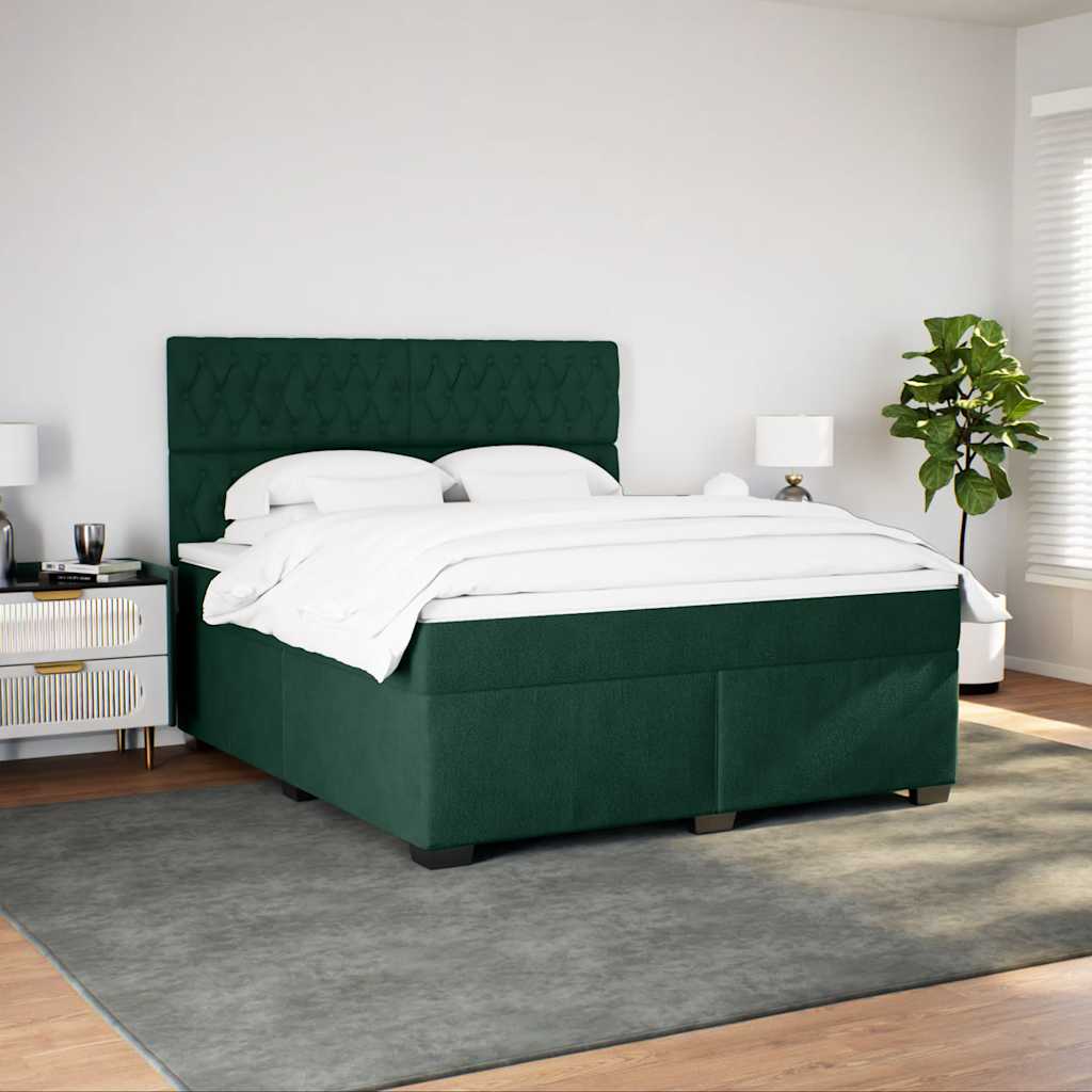 Giroletto a Molle con Materasso Verde Scuro 180x200 cm Velluto | homemem39