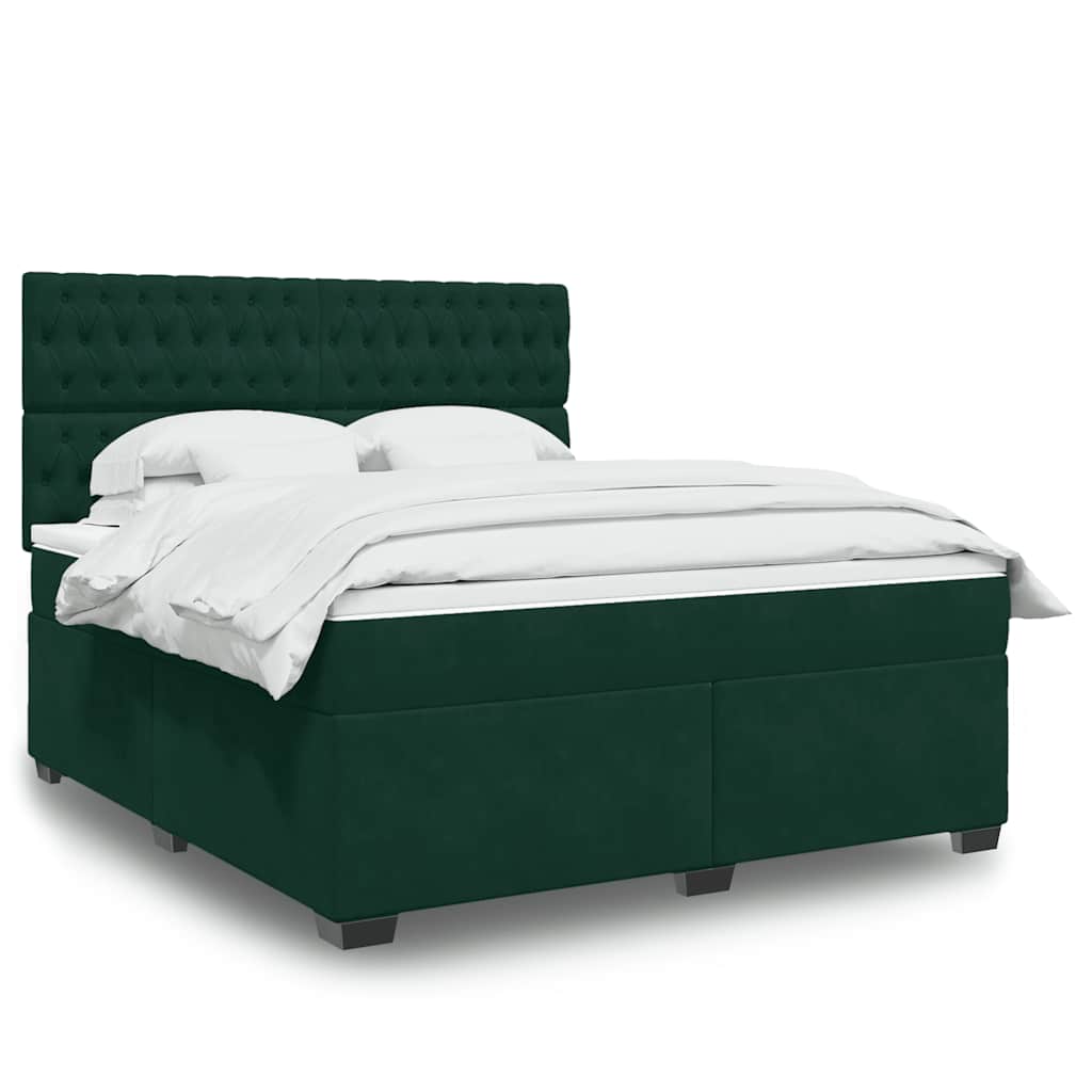 Giroletto a Molle con Materasso Verde Scuro 180x200 cm Velluto | homemem39